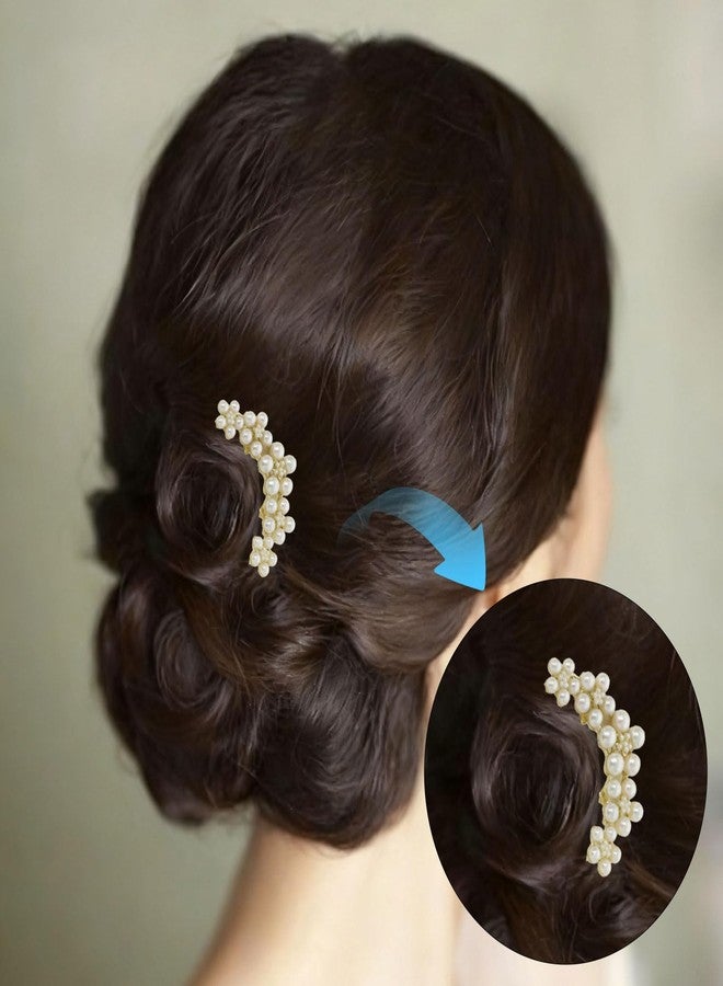 DeepSexual 2Pcs Pearl and Flower U-Shaped Hair Pins for Buns, Vintage Metal Hair Comb, Styling Accessories for Women - Image 4
